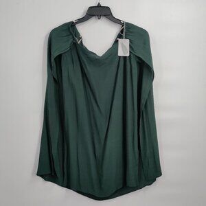New Forever 21 Off Shoulder Short Sleeve Cape Tunic Top Large Women Green